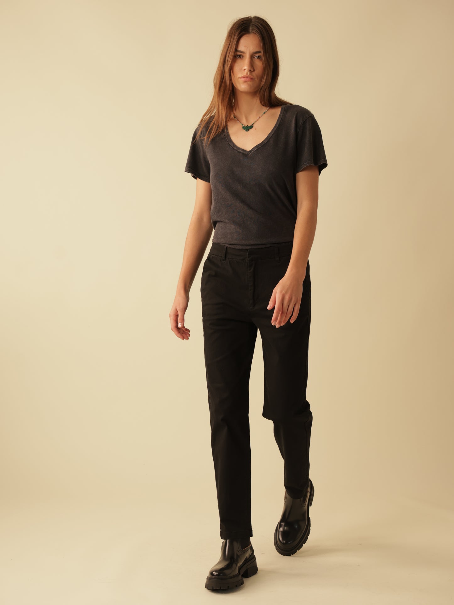 Fly Front Skinny Leg Pants