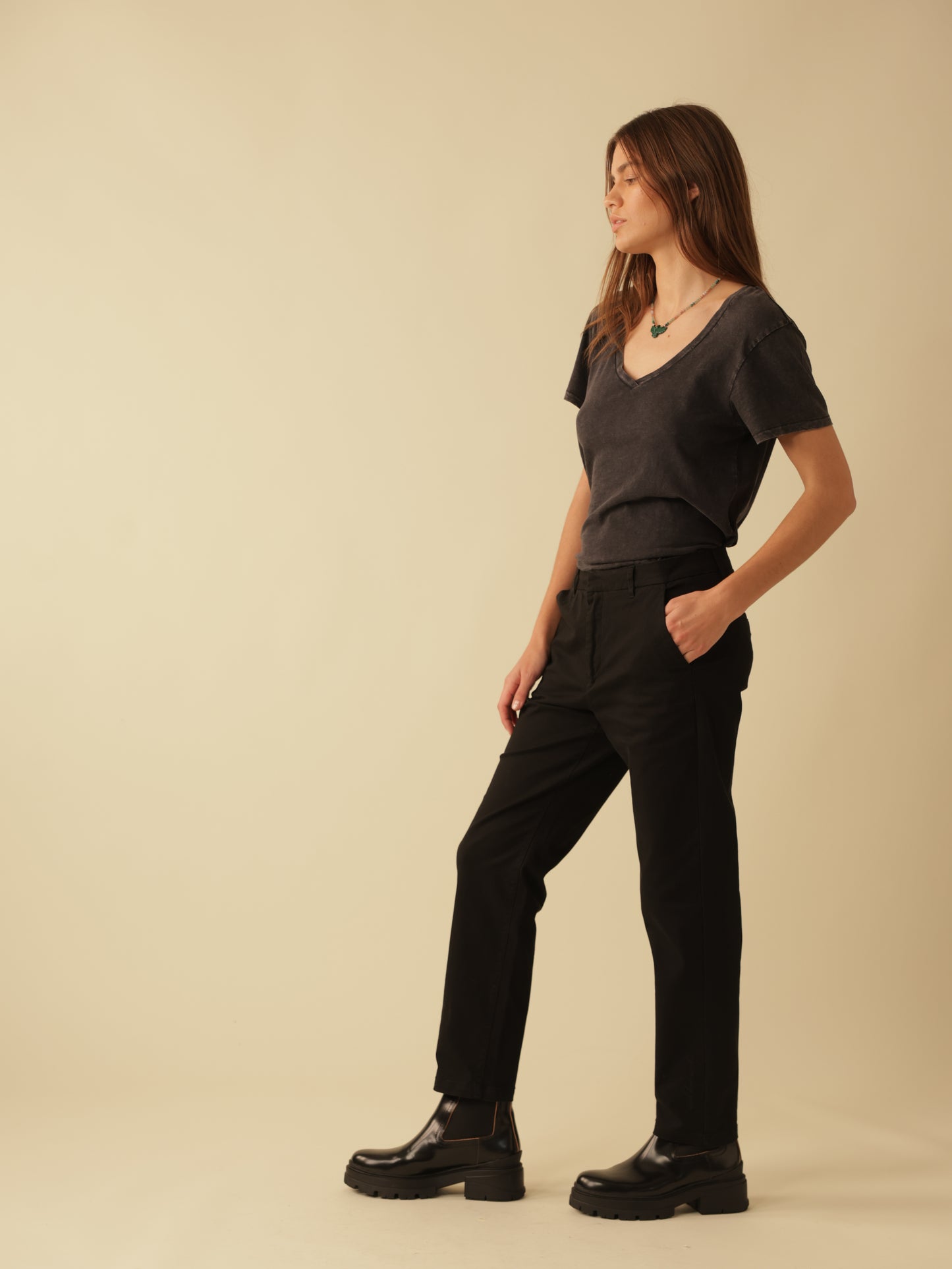 Fly Front Skinny Leg Pants