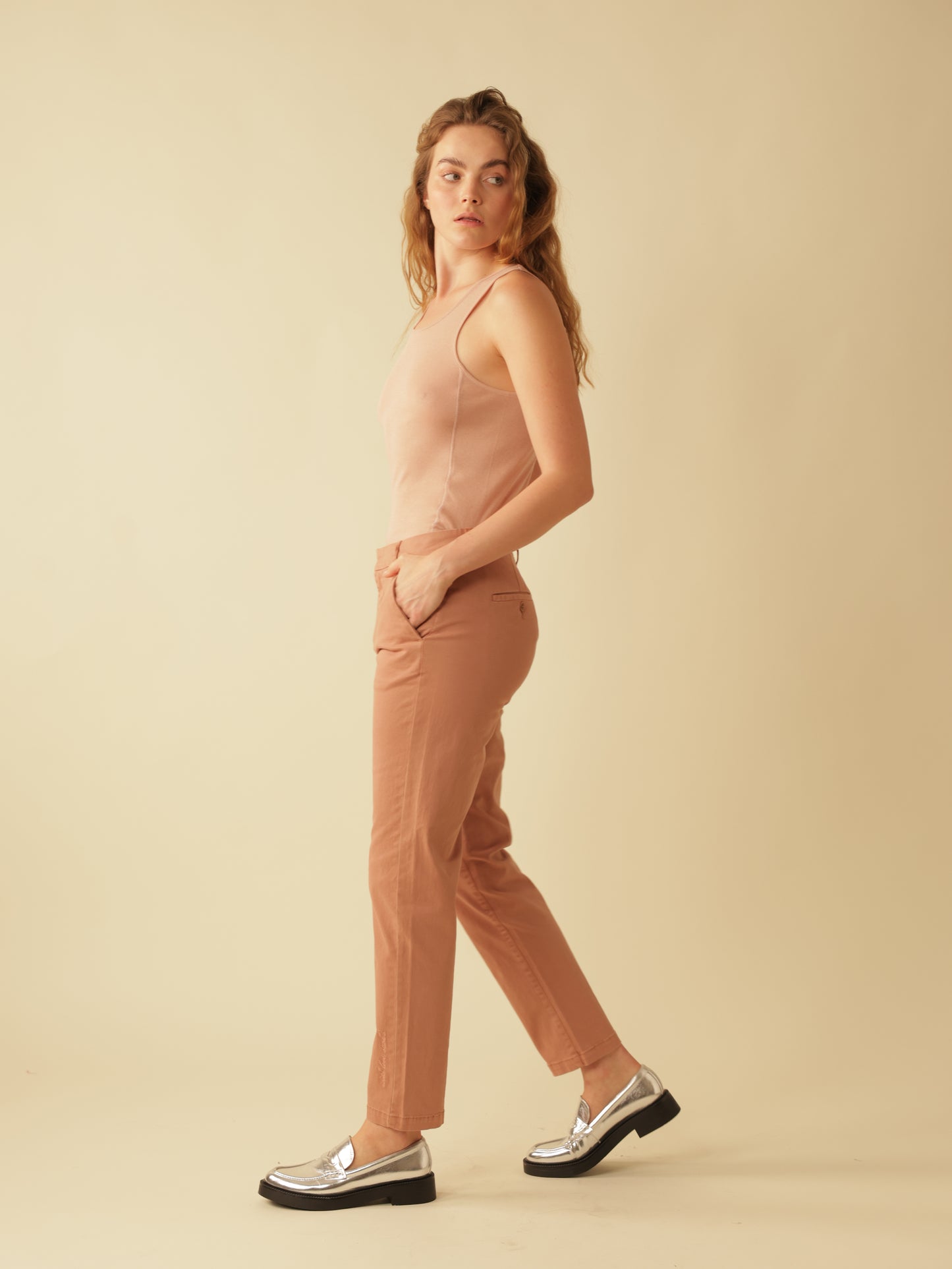 Fly Front Skinny Leg Pants