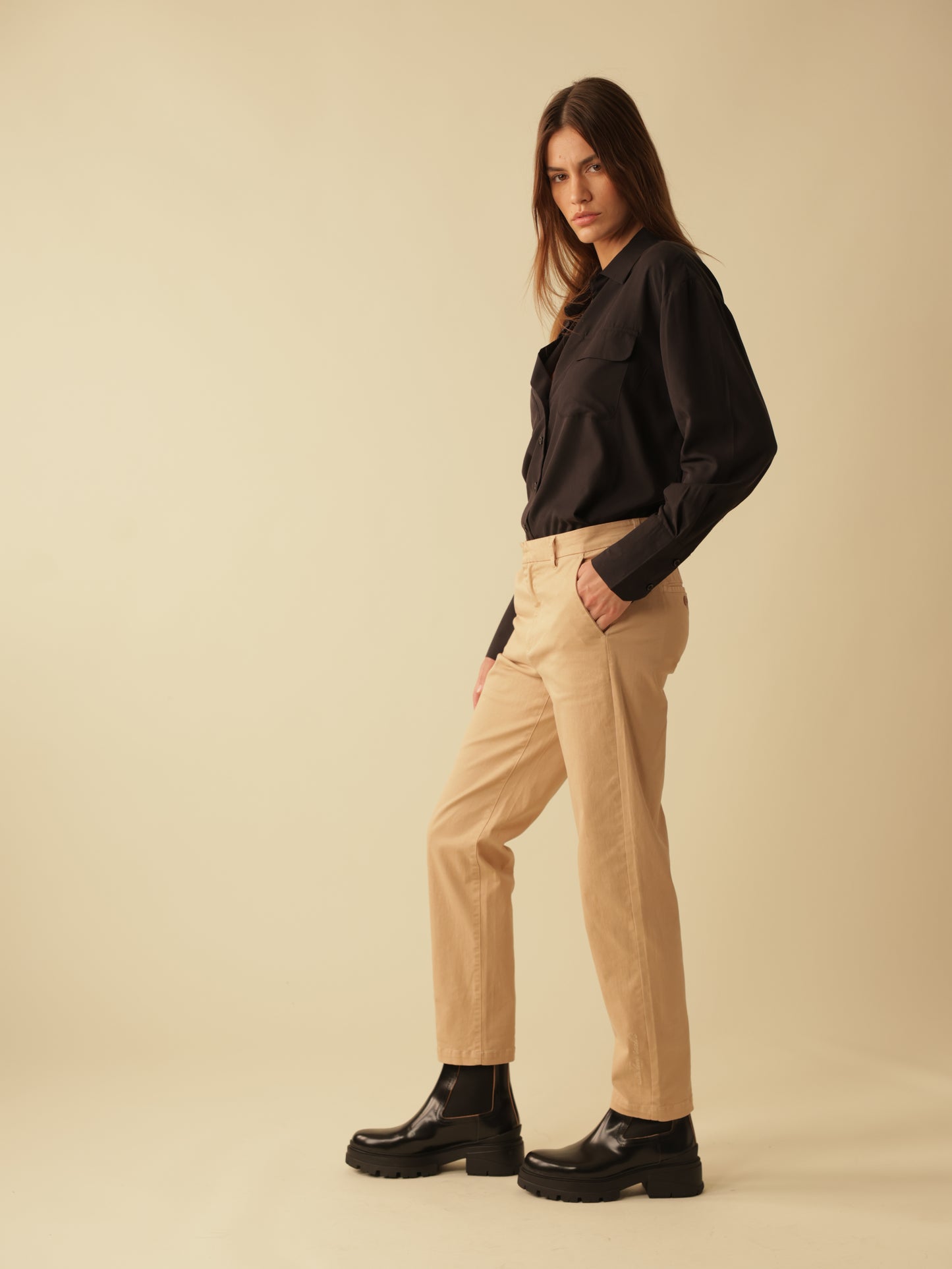 Fly Front Skinny Leg Pants