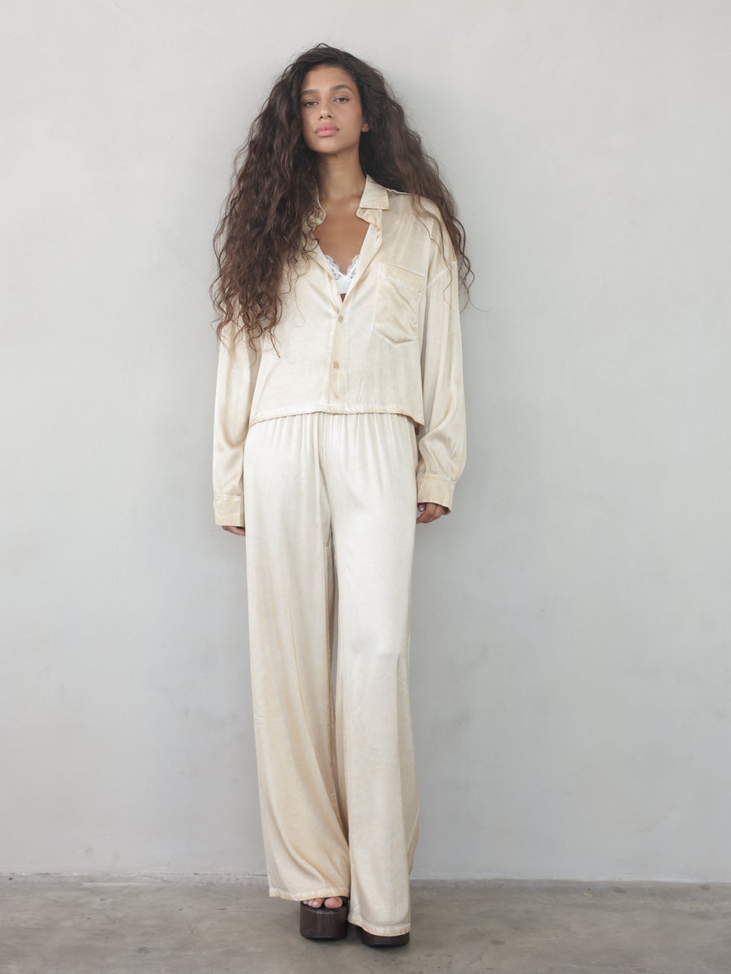 Vintage Wash Elastic Waist Pants