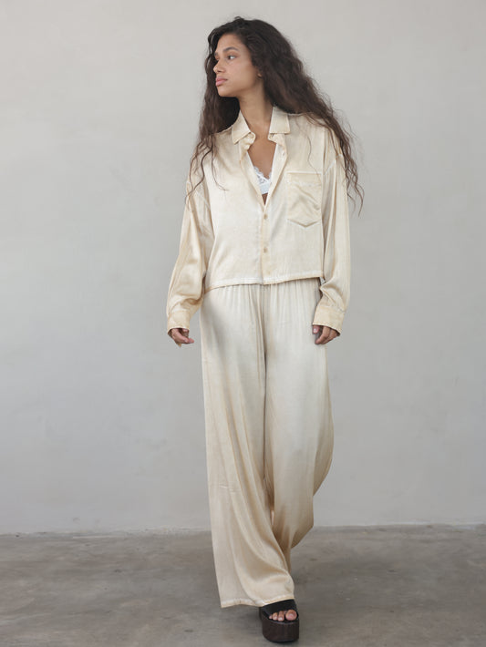 Vintage Wash Elastic Waist Pants