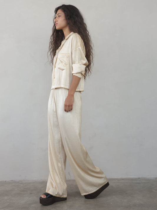 Vintage Wash Elastic Waist Pants