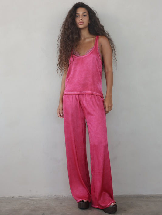 Vintage Wash Elastic Waist Pants