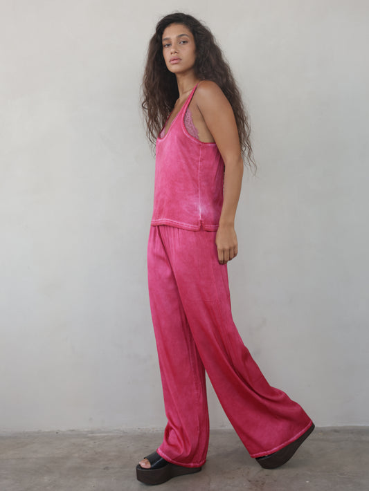 Vintage Wash Elastic Waist Pants