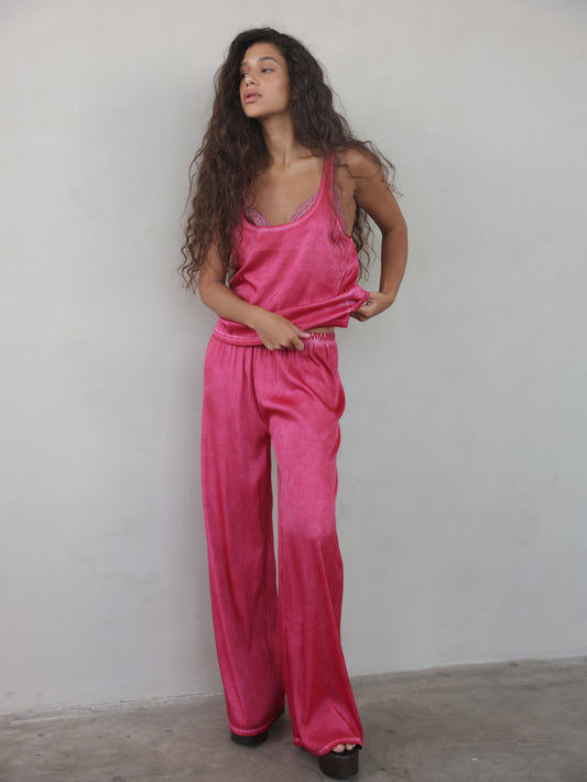 Vintage Wash Elastic Waist Pants