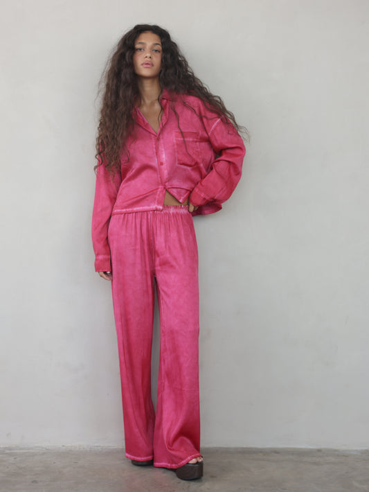 Vintage Wash Elastic Waist Pants