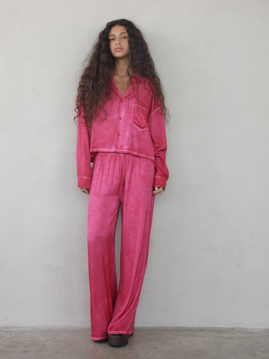 Vintage Wash Elastic Waist Pants