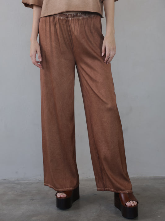 Vintage Wash Elastic Waist Pants