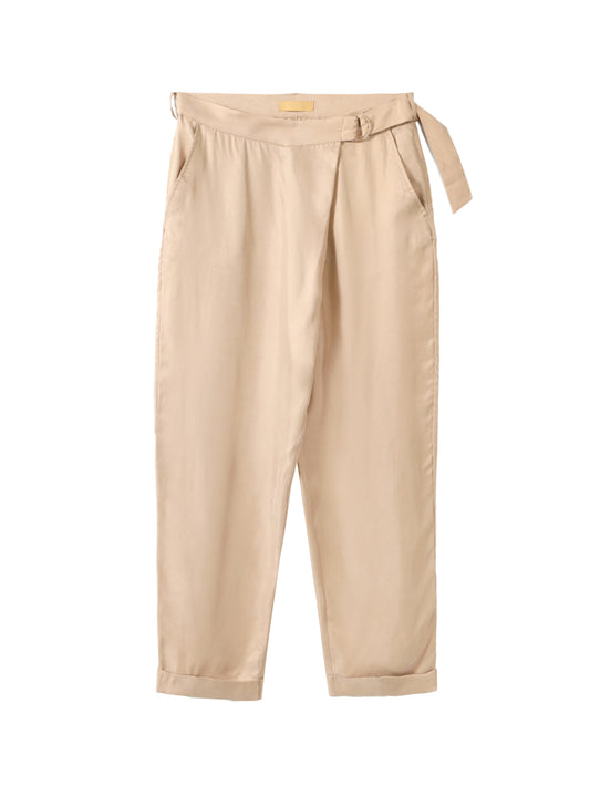 Cupro Pants With A Symmetrical Belt