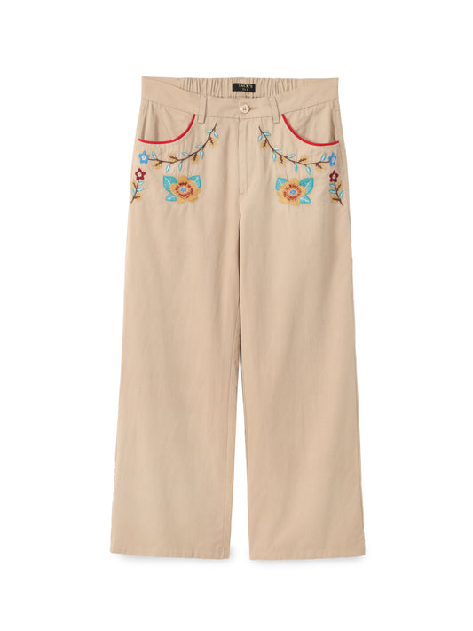 Embroidered five-pocket pants