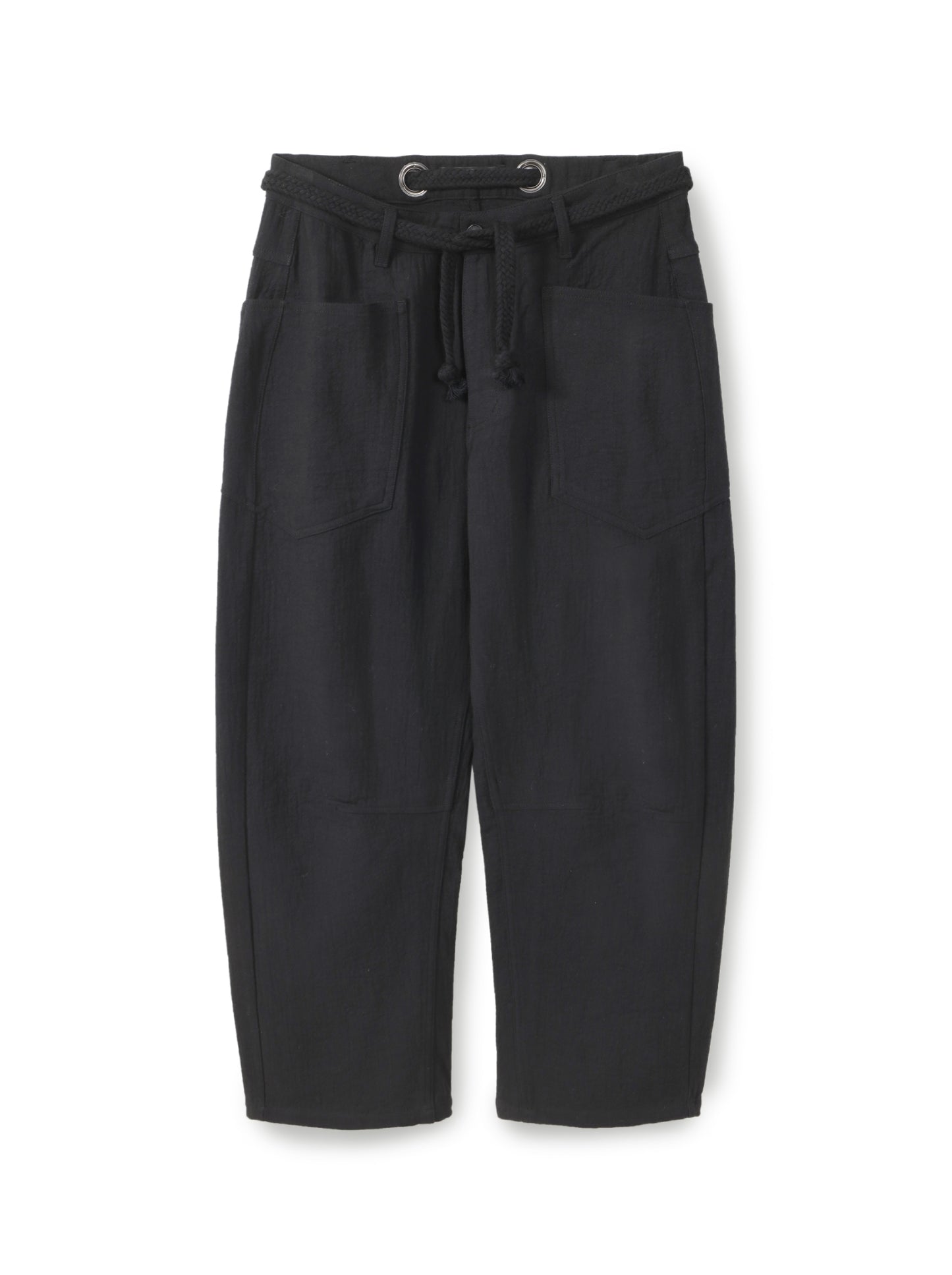 Barrel pants with drawstring belt