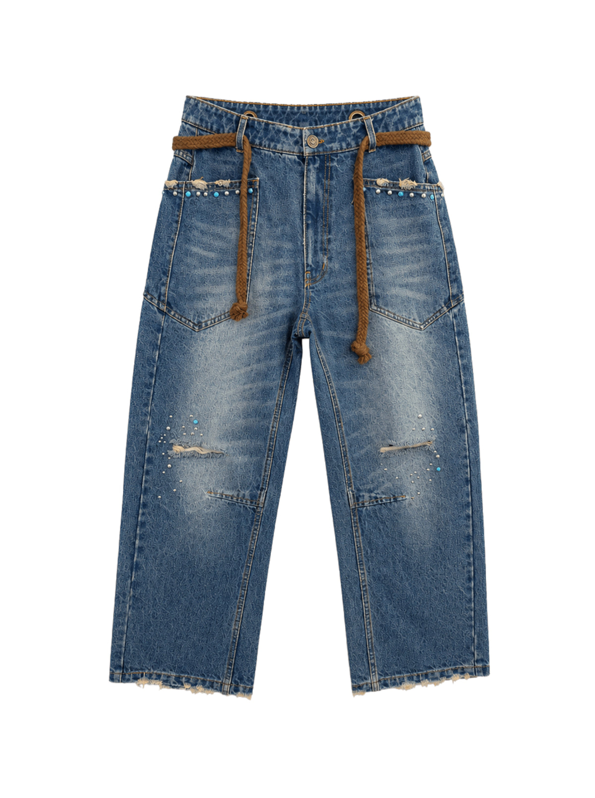Studded barrel-leg jeans