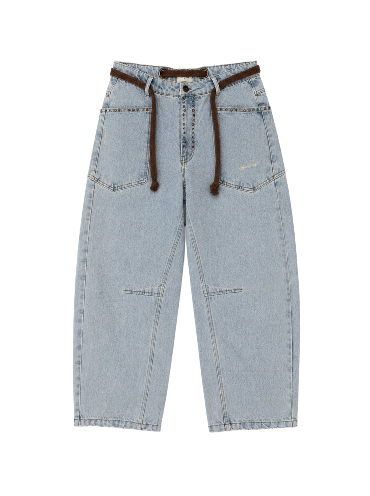 Studded barrel-leg jeans