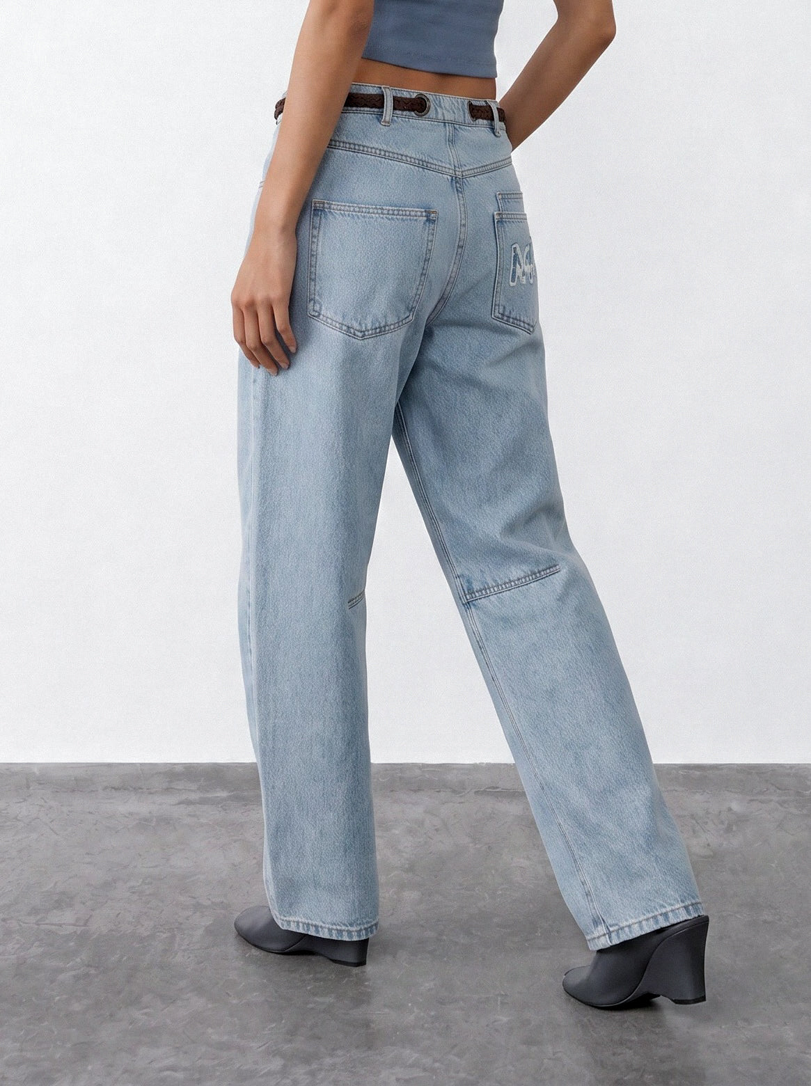 Studded Barrel-leg Jeans