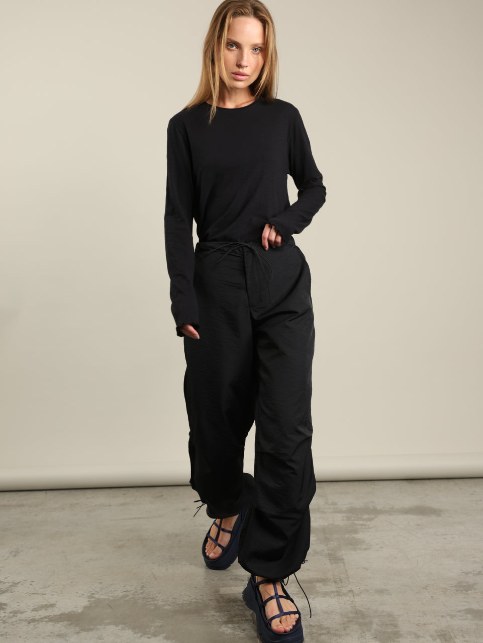 Nylon Rubber Pants With Drawstring