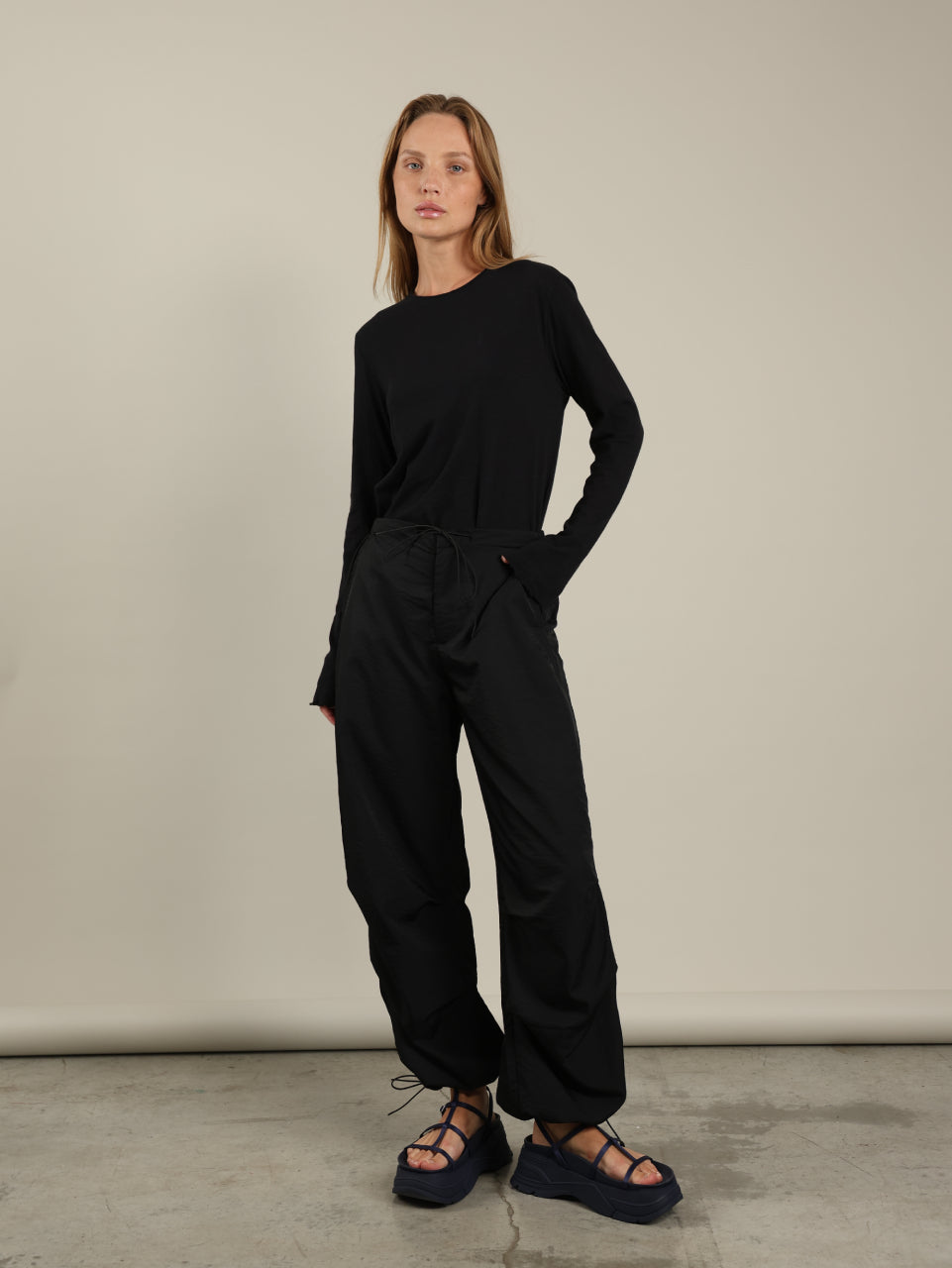 Nylon Rubber Pants With Drawstring