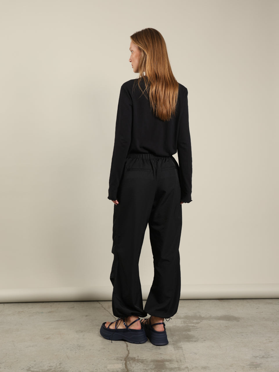 Nylon Rubber Pants With Drawstring