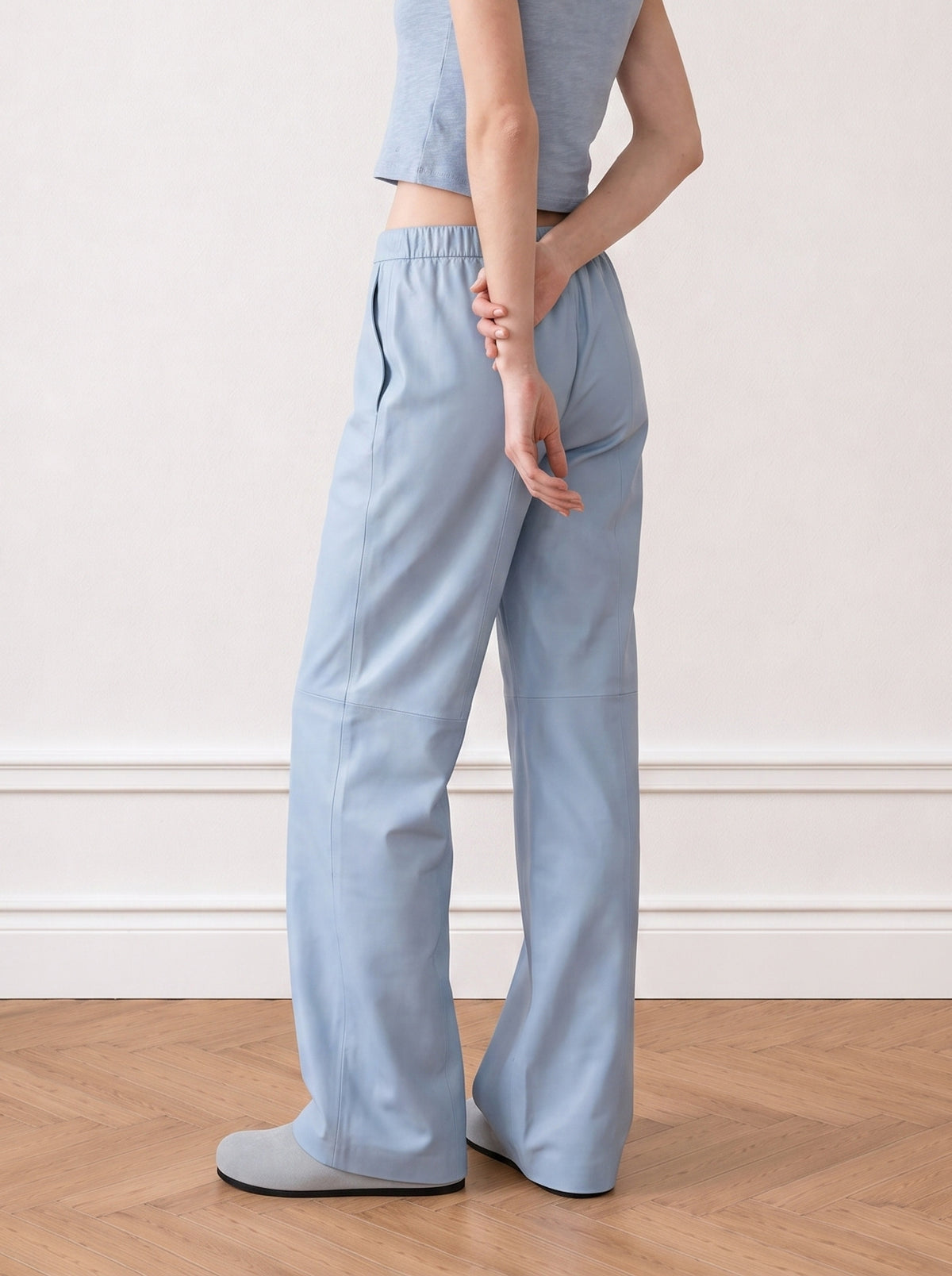 Wide-leg leather trousers