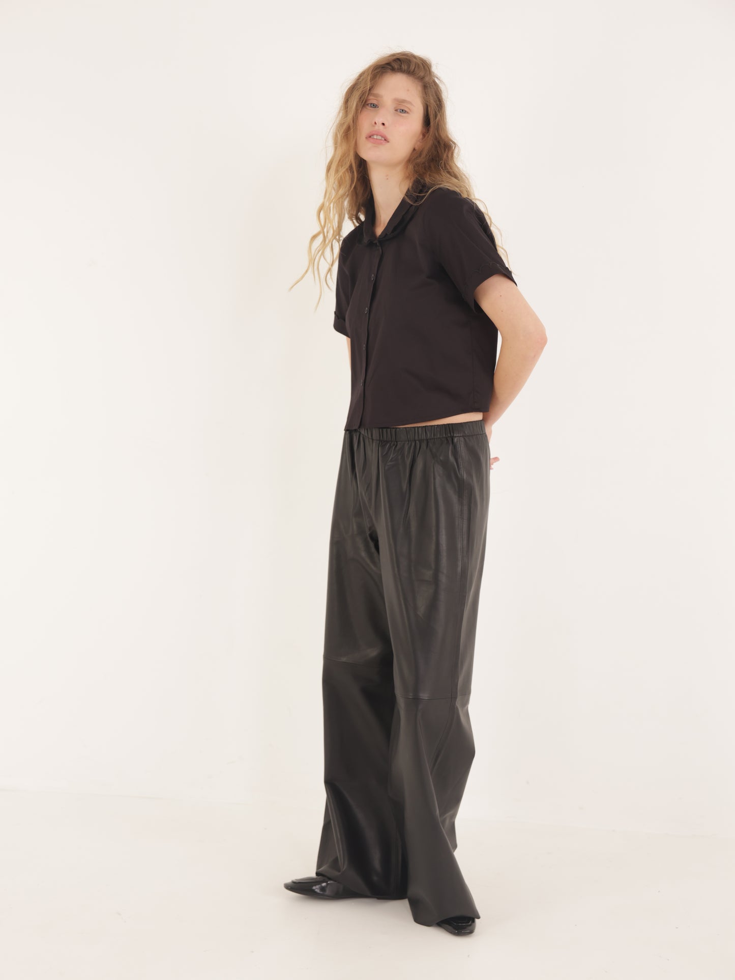 Wide leg Leather pants