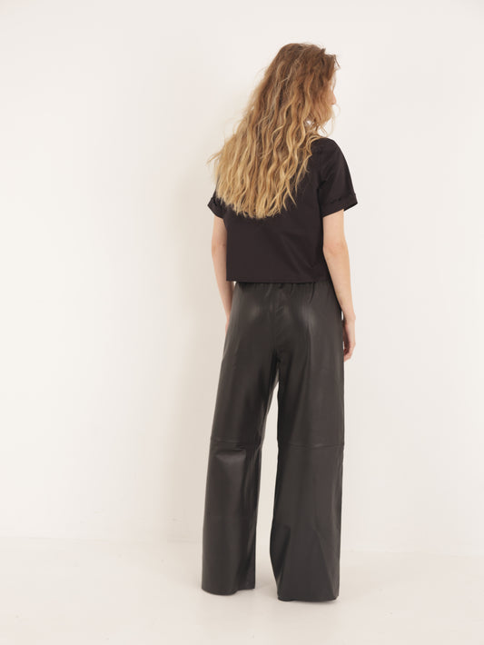 Wide leg Leather pants