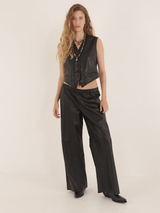 Wide leg Leather pants