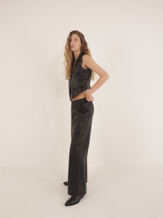 Wide leg Leather pants