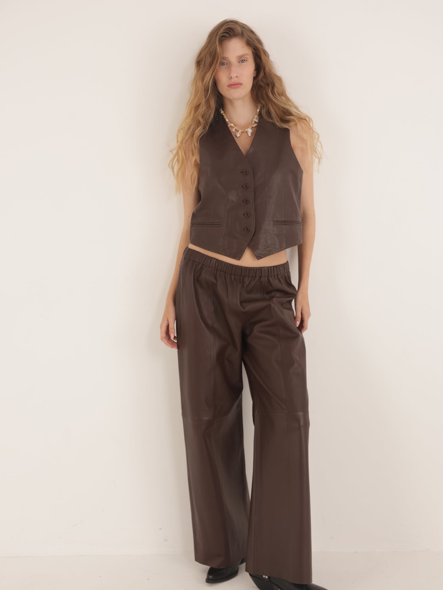 Wide leg Leather pants