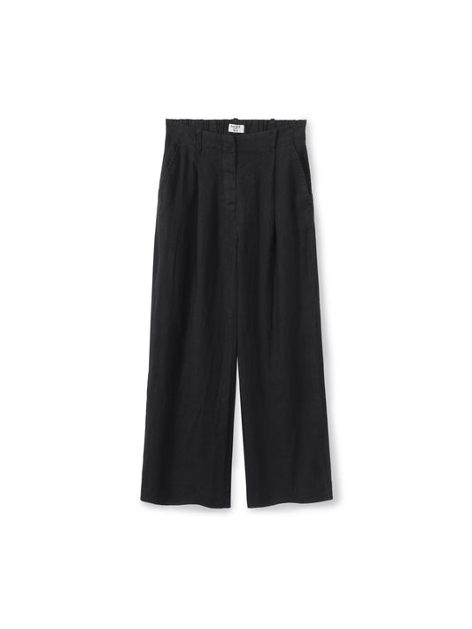 Fly Front Pleated Wide Leg