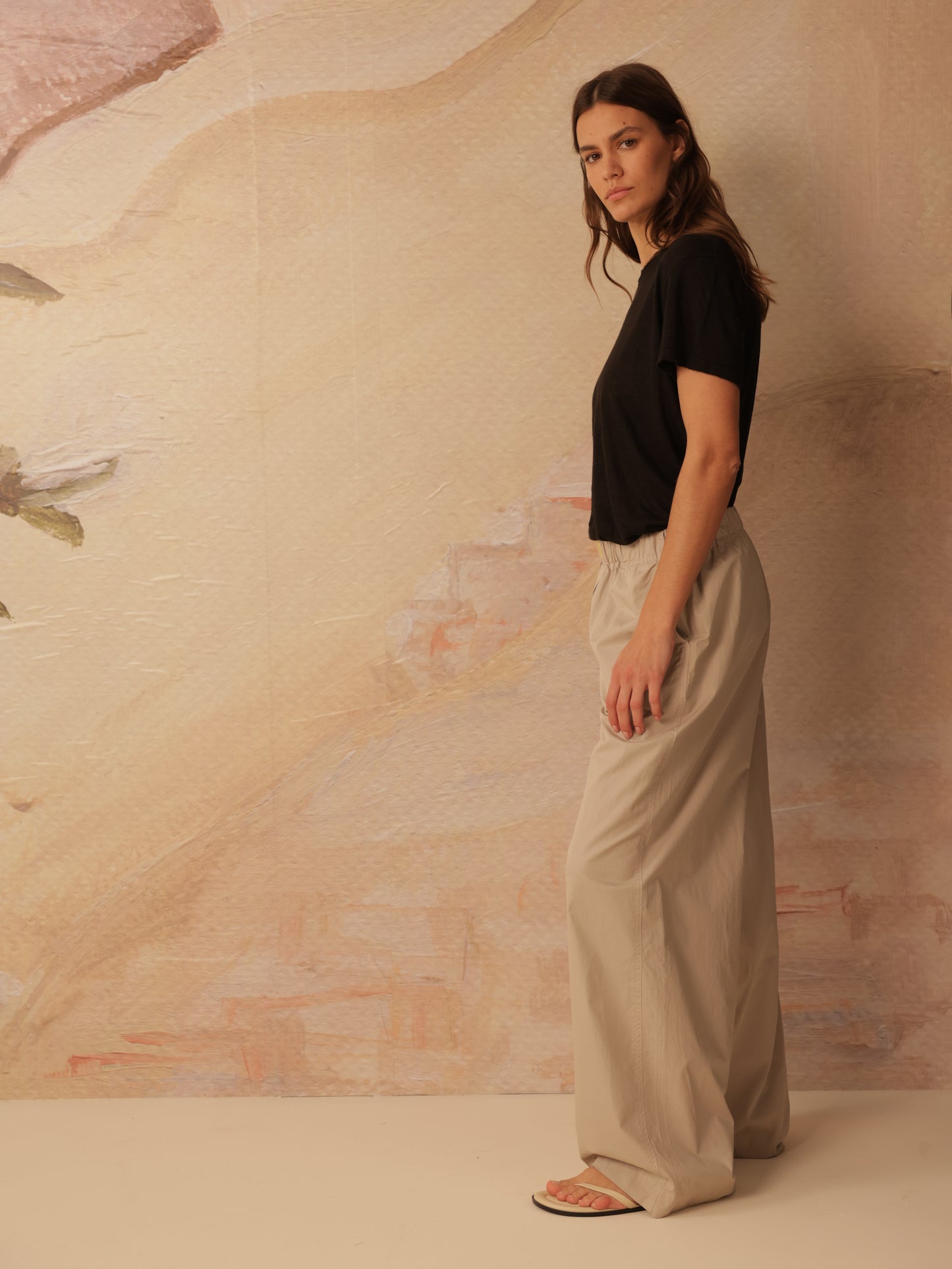 Elastic Waist Wide Leg Pants