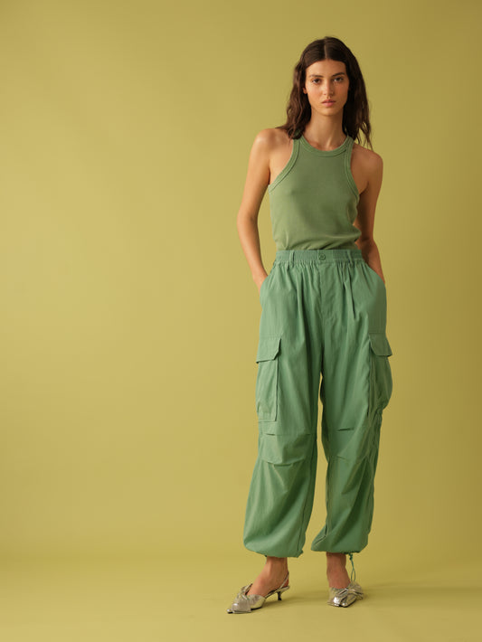 Elastic Waist Wide Leg Pants