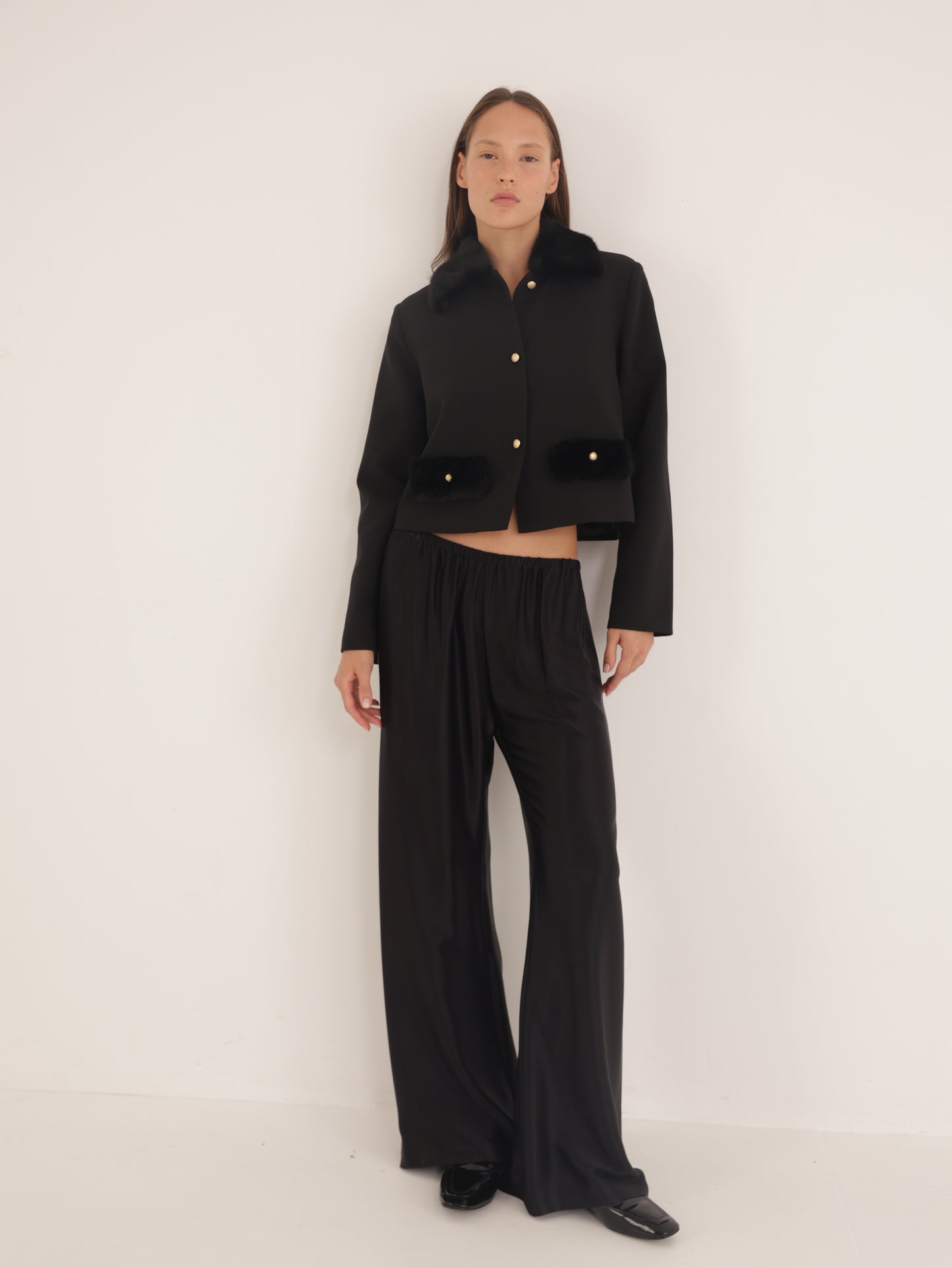 Wide-Leg Elastic Waist Pants