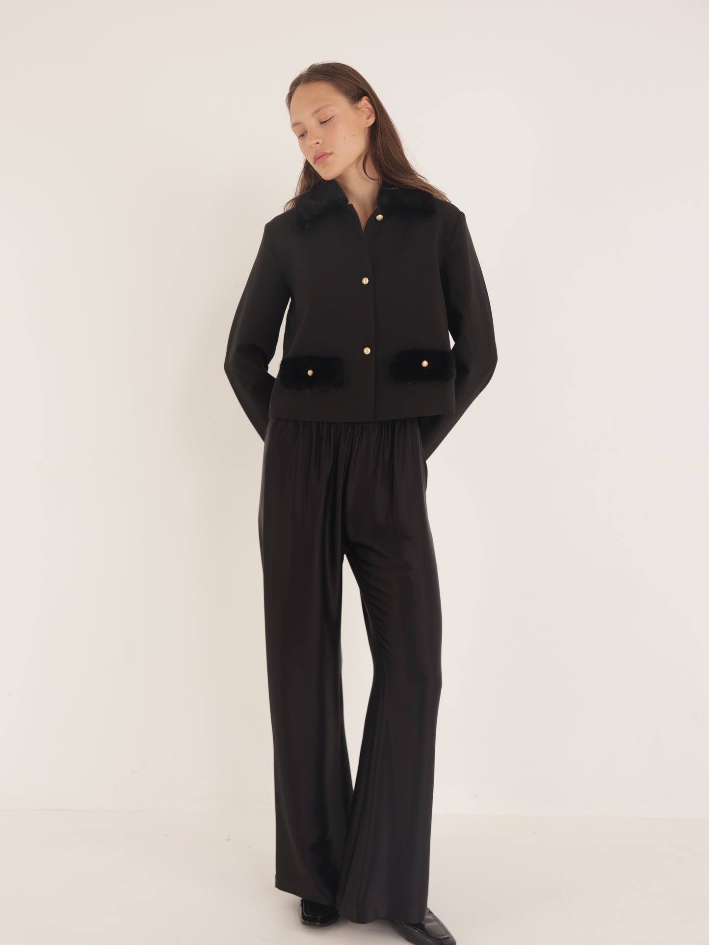 Wide-Leg Elastic Waist Pants