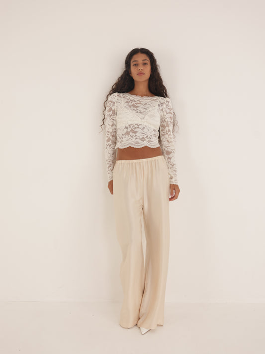 Wide-Leg Elastic Waist Pants