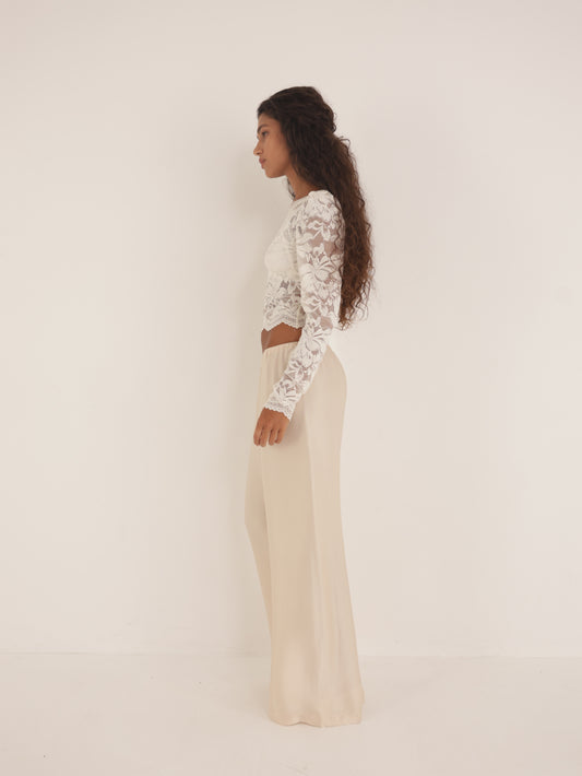 Wide-Leg Elastic Waist Pants