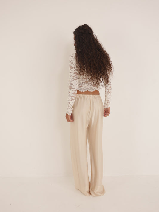 Wide-Leg Elastic Waist Pants