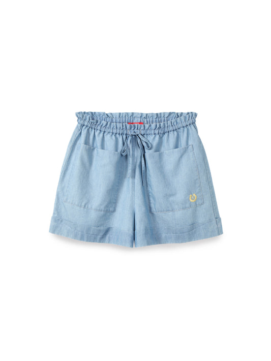 Soft denim short rubber pants