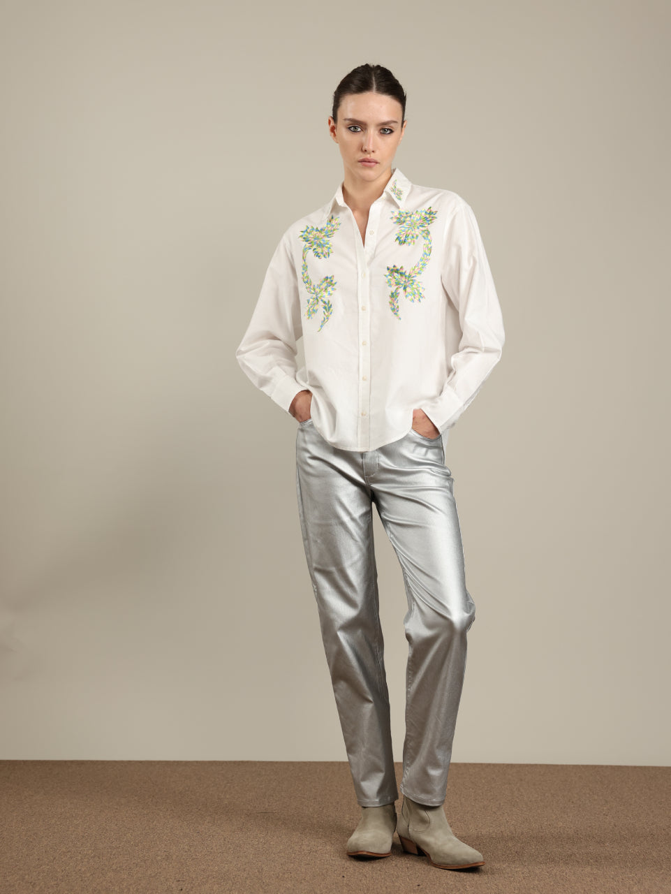 Embroidered Button Shirt