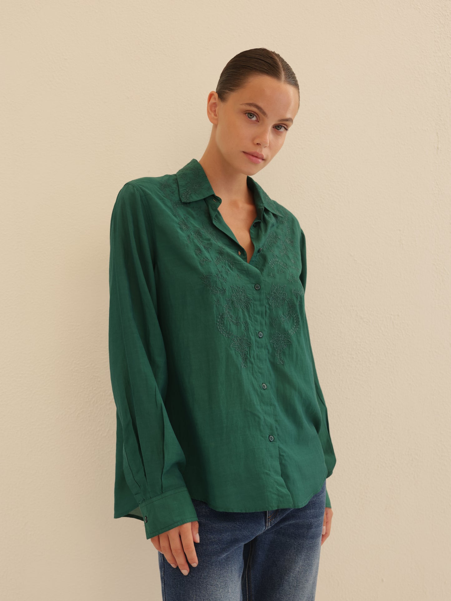 Embroidered Button-down Shirt