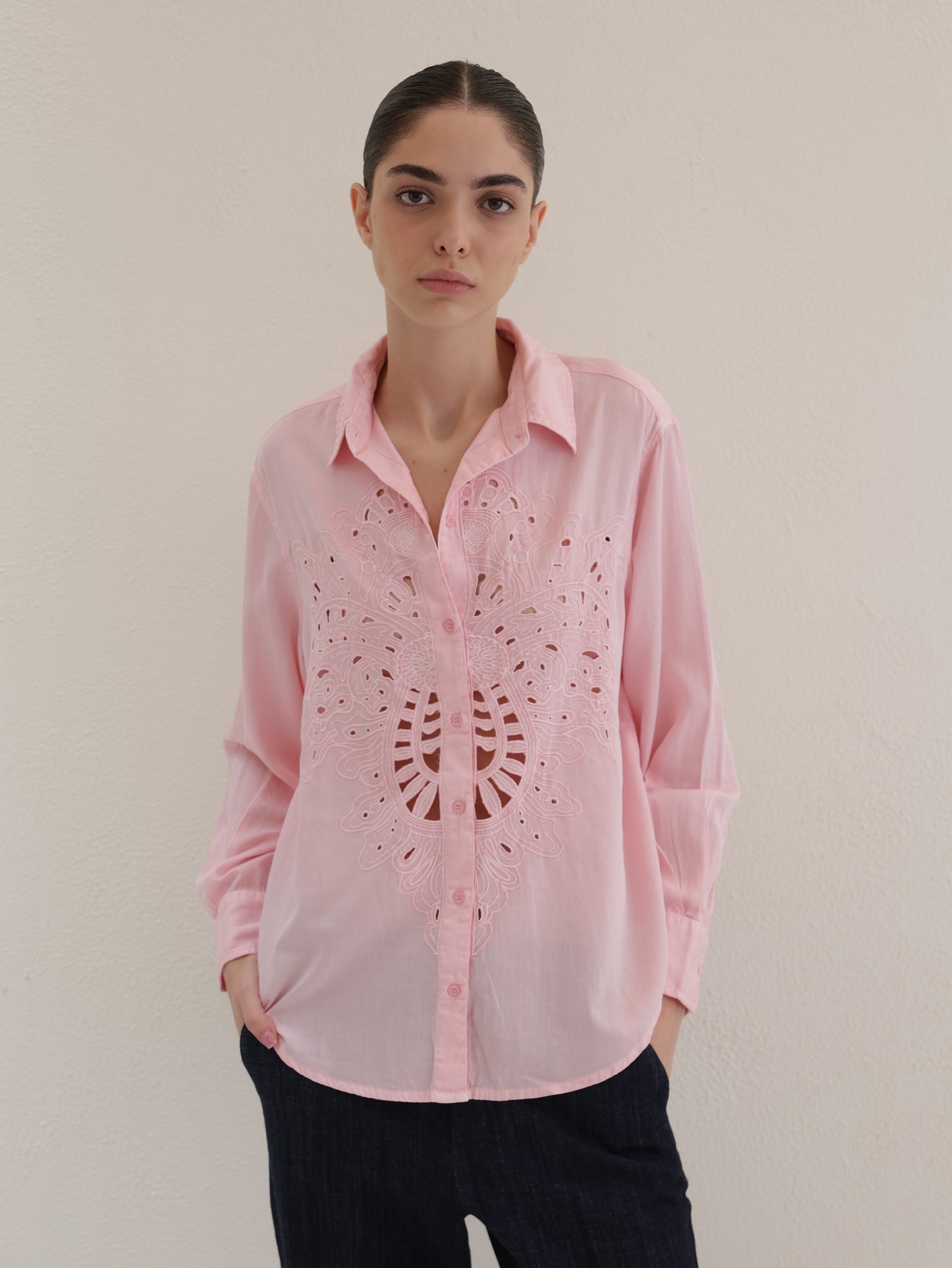 Embroidered Button-up Shirt