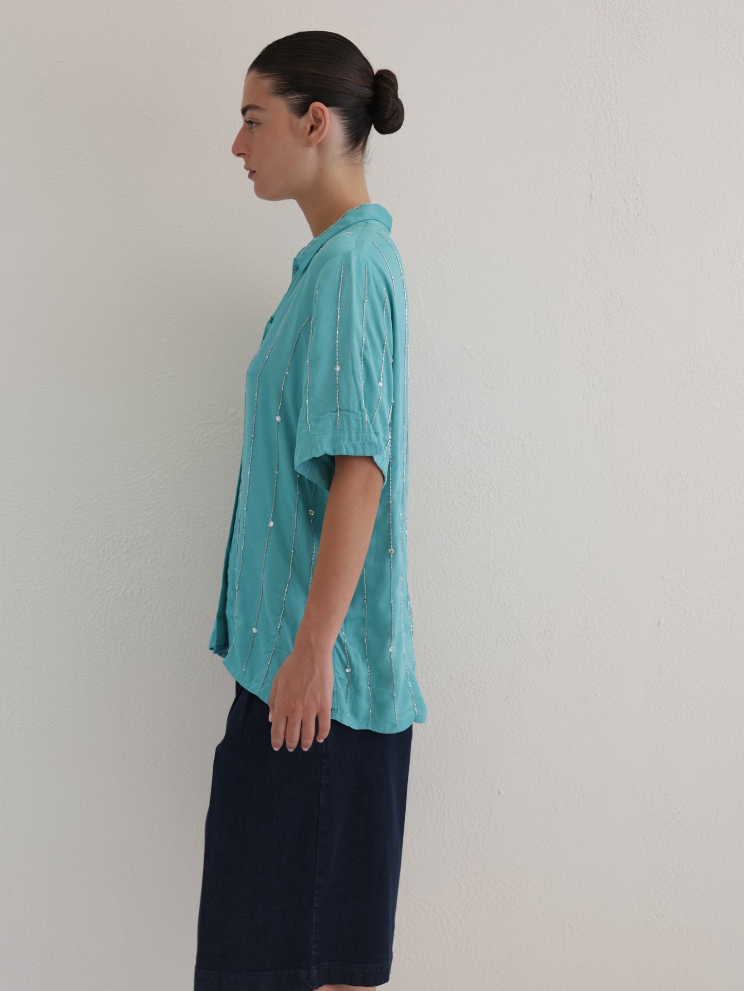 Beaded Button-down Shirt