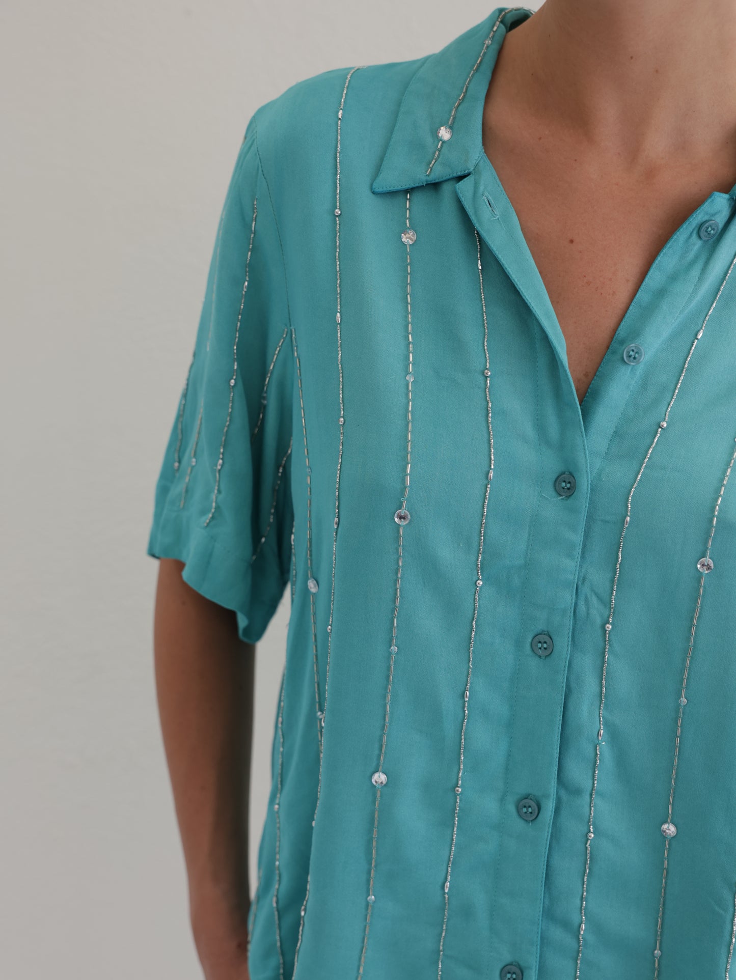 Beaded Button-down Shirt