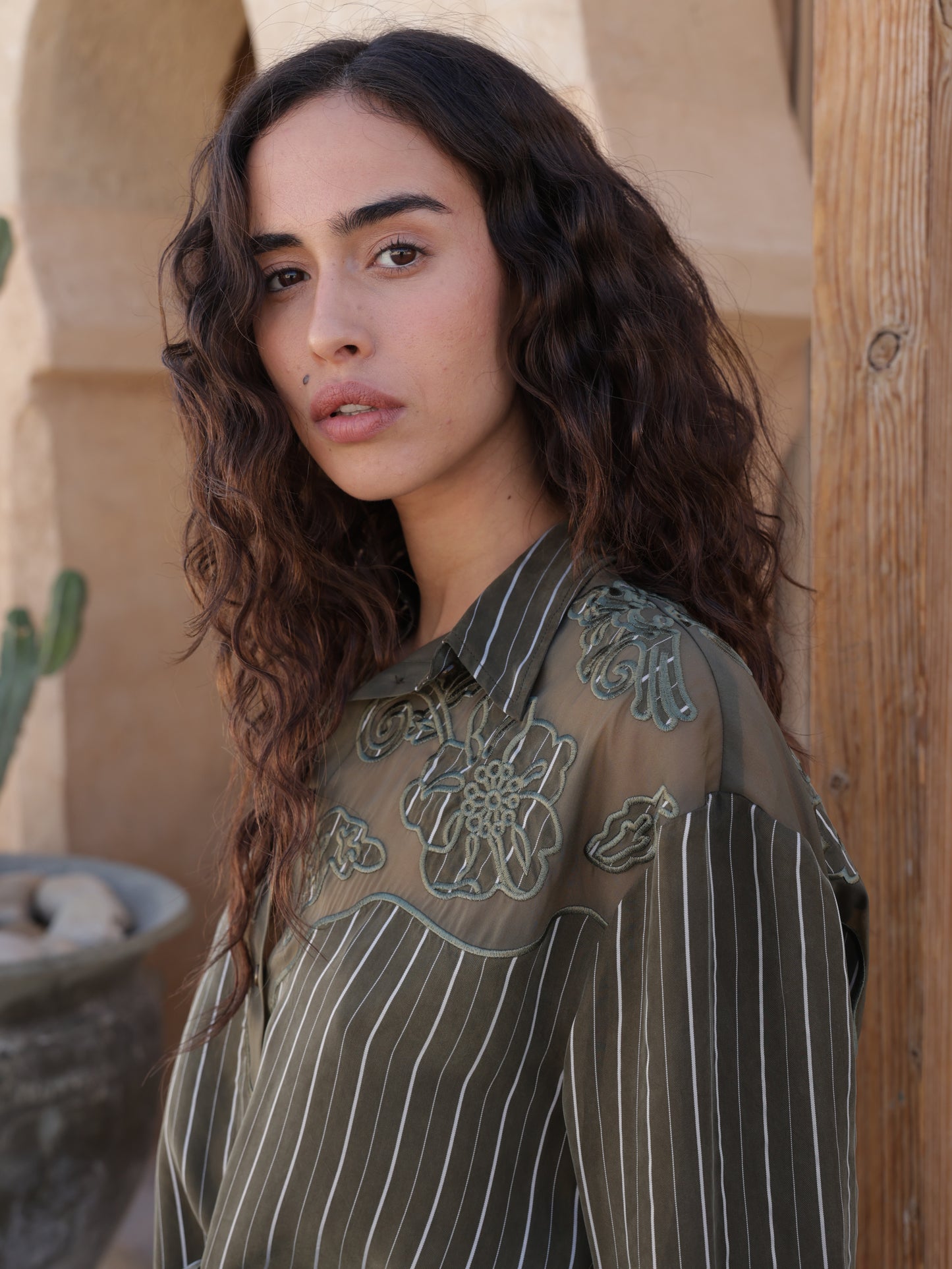 Embroidered Button-up Shirt