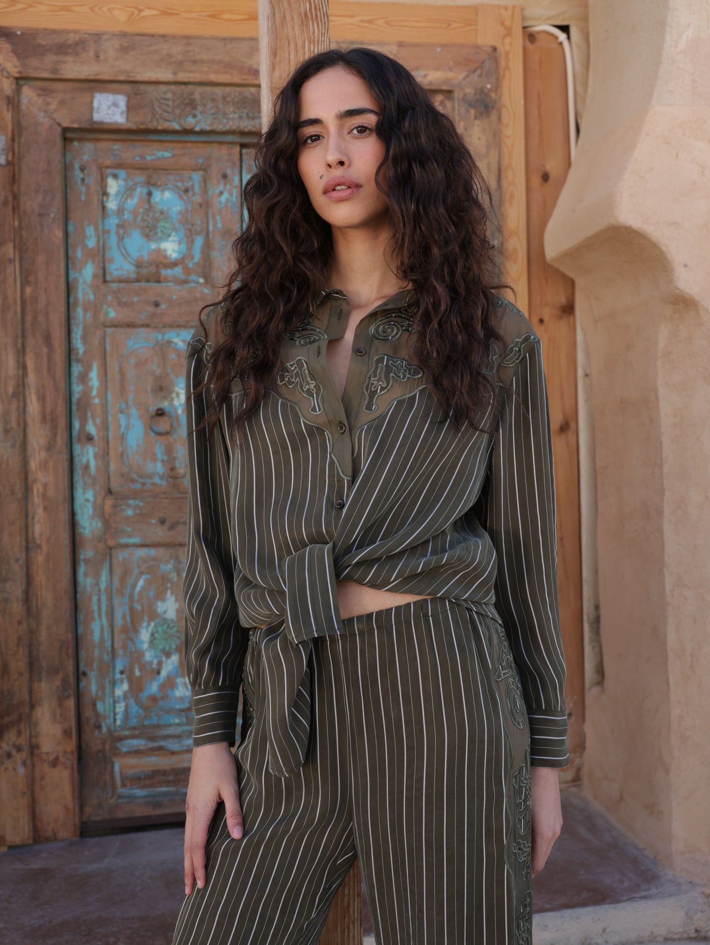 Embroidered Button-up Shirt