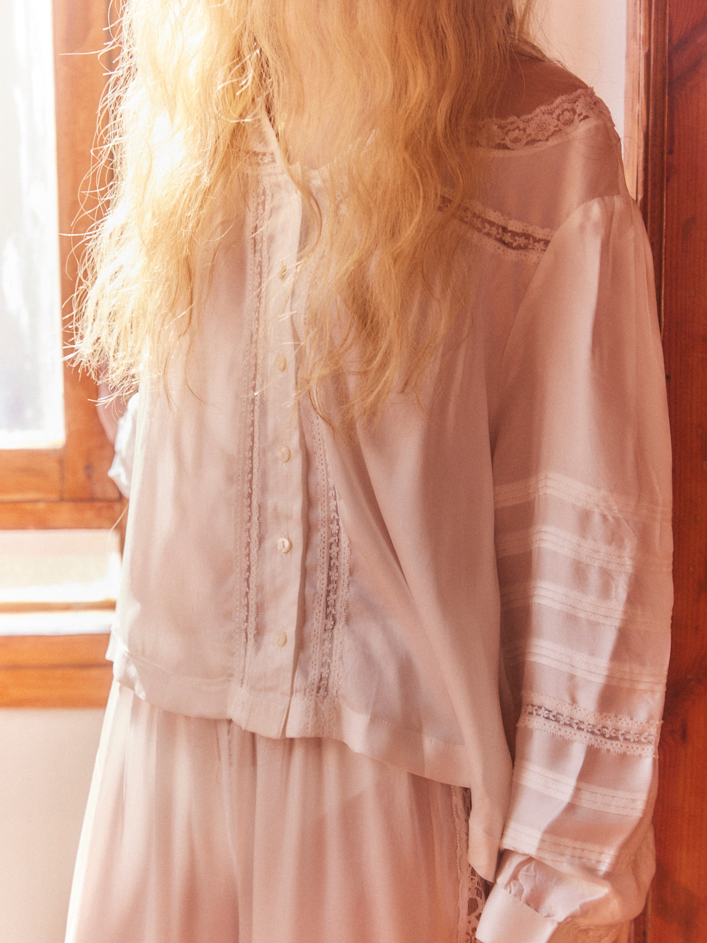Lace satin blouse