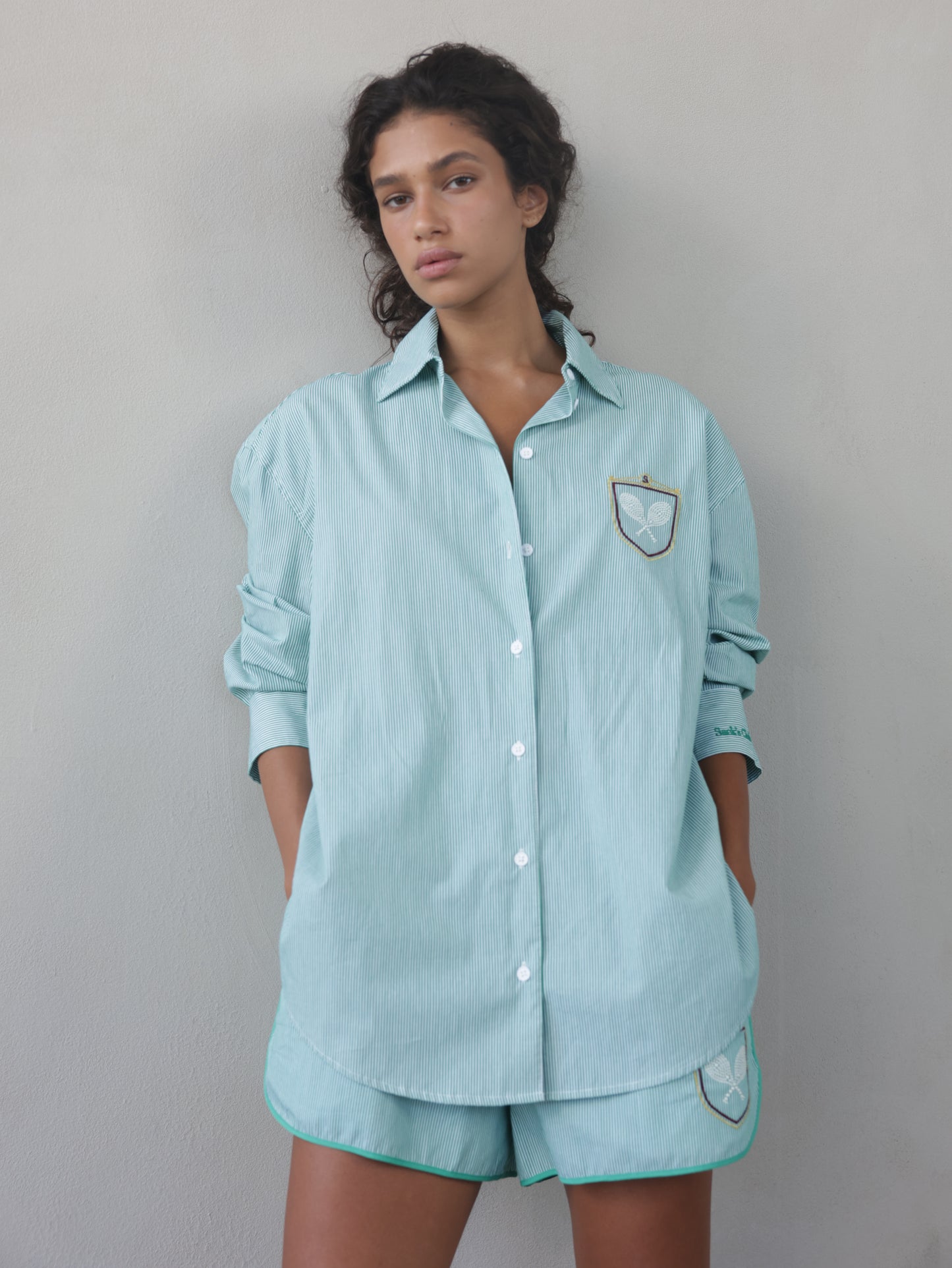 Embroidered Striped Men's Shirt