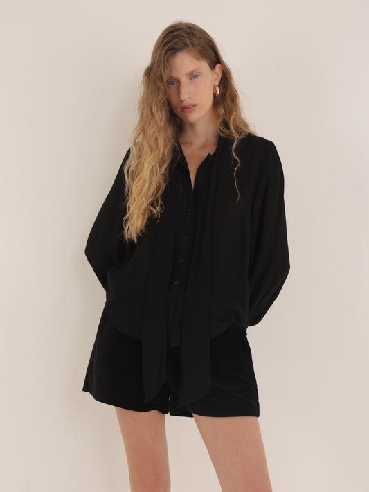 Tie-Front Button-Down Shirt