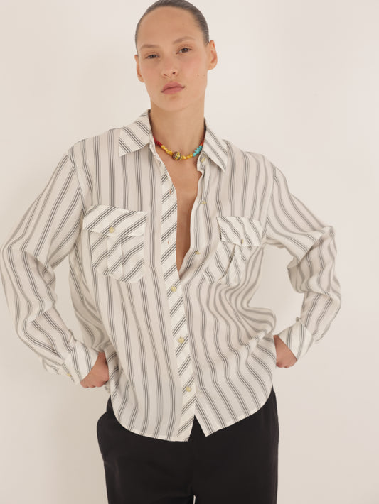 Striped button-down shirt