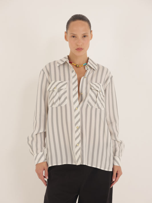 Striped button-down shirt