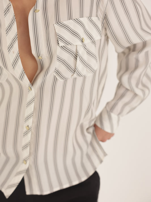 Striped button-down shirt